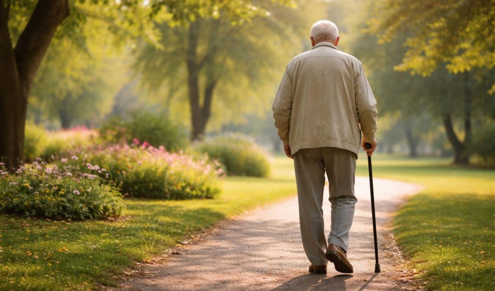 patient-age-canne-parc-verdoyant
