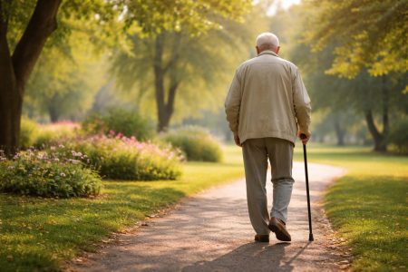 patient-age-canne-parc-verdoyant