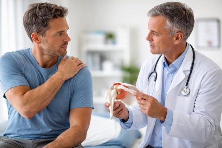 medecin-patient-epaule-modele-anatomique